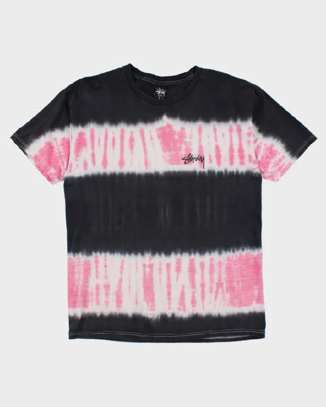 Stussy Black & Pink Tie Dye T-shirt - L Front Pockets Side Pockets Patch Pockets
