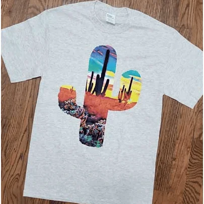 Sunset cactus t-shirt Real Fur Shearling Chenille