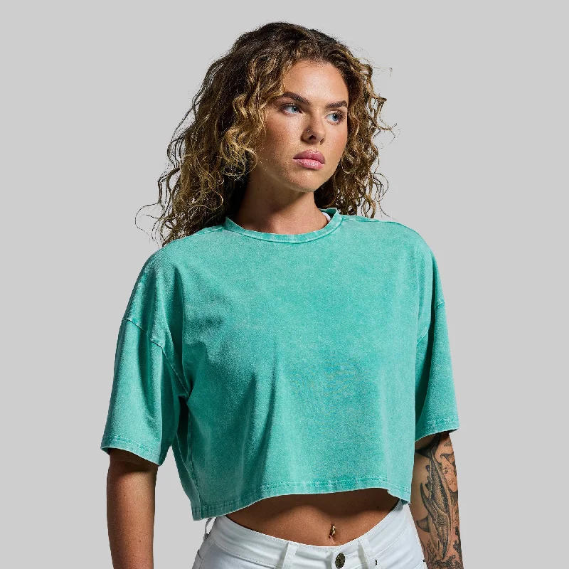 Training Crop Tee 2.0 (Washed Jade) Mesh Fabric Canvas Fabric Denim Fabric