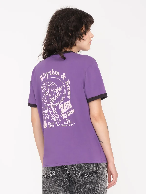 Truly Ringer T-Shirt - DEEP PURPLE Print Jacquard Patchwork