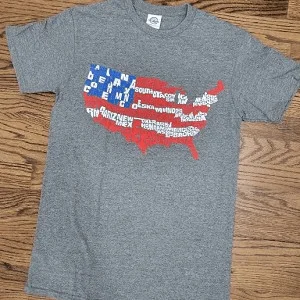 USA Map T-Shirt Polka Dot Checkered Tartan