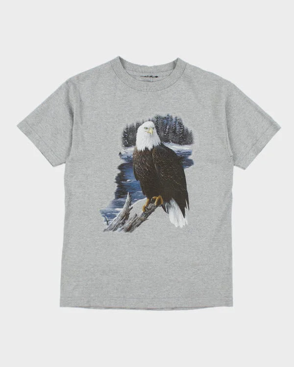 Vintage 1996 Eagle Graphic T-Shirt - M Beaded Sequined Faux Fur