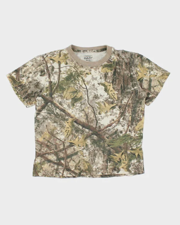 Vintage 2000's Camouflage Cropped T-Shirt - L Knit Fabric Woven Fabric Fleece Fabric Vintage 2000's Camouflage Cropped T-Shirt - L Knit Fabric Woven Fabric Fleece Fabric