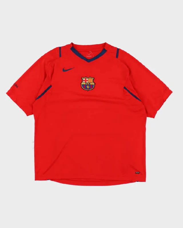 Vintage 2006-07 FC Barcelona Training Shirt - L Print Jacquard Patchwork