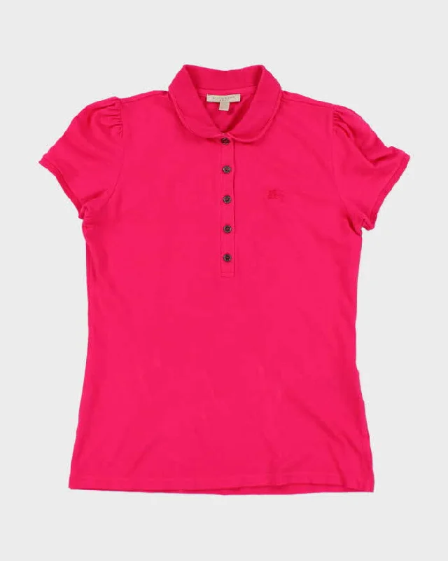 Vintage Burberry Pink Polo Shirt - M Cotton Fabric Linen Fabric Terry Fabric
