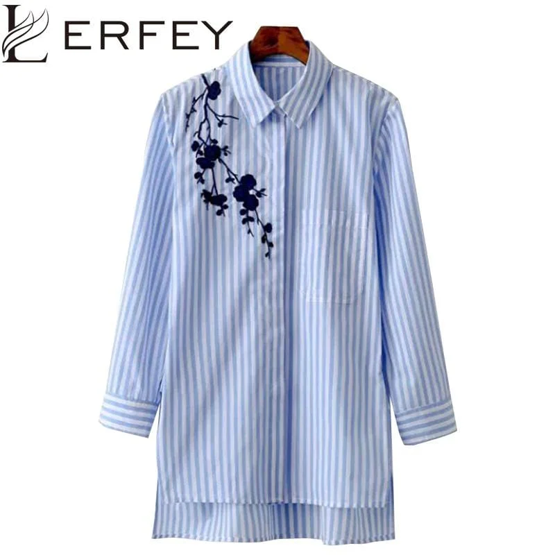 Women Long Sleeved Embroidered Shirt Tunic Fleece Nylon Spandex
