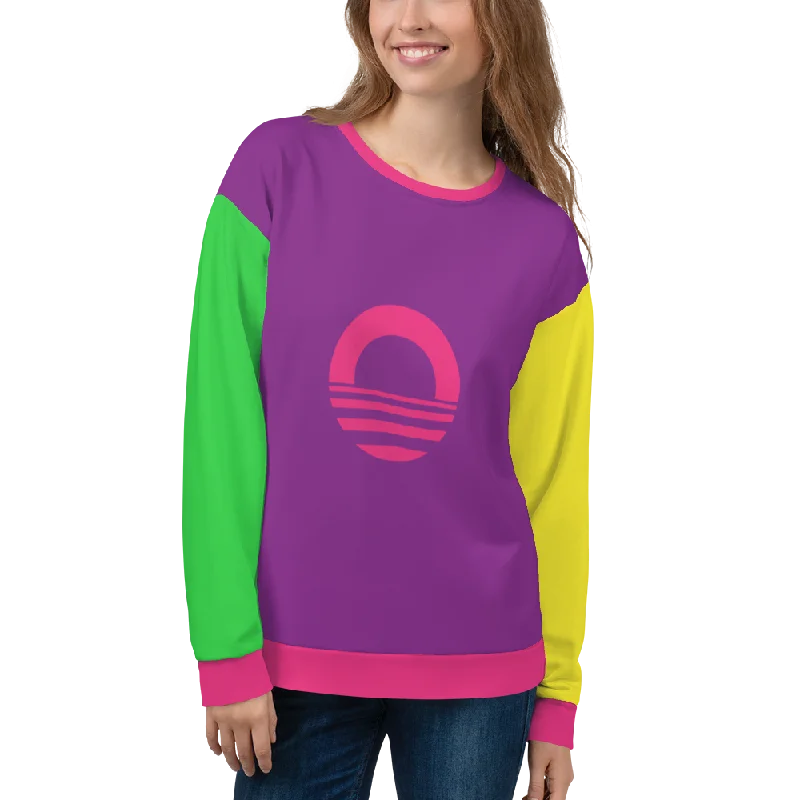 Women's Sweatshirt - Neon Zippered Front Buttoned Front Snap Front