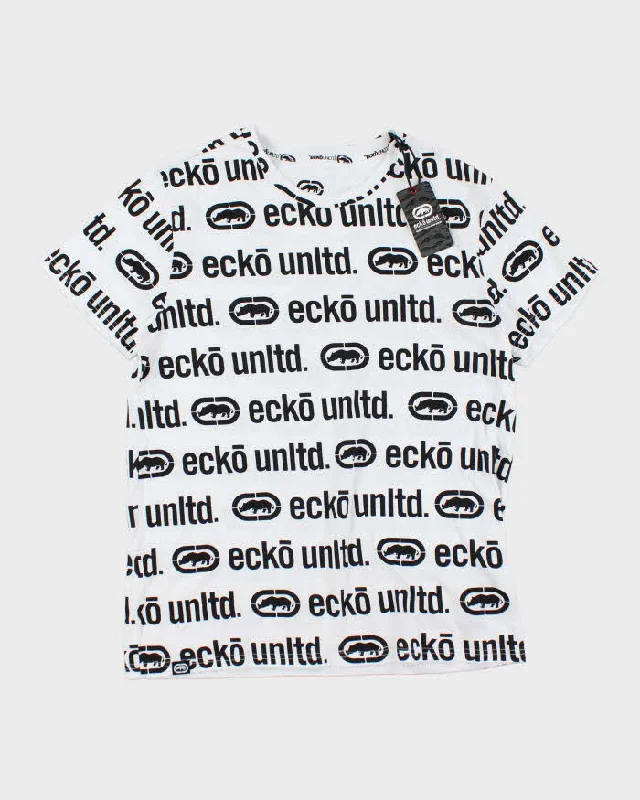 Y2k 00s Ecko Unltd Monogram T-shirt - L Ribbed T-Shirt High Neck Heavyweight