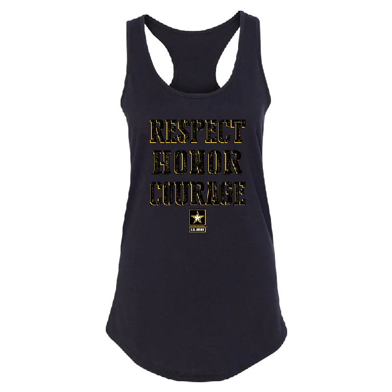 Zexpa Apparelâ„¢ US Army Respect Honor Courage Women's Racerback Strong Military USA Shirt Welt Pockets Slit Pockets Flap Pockets Zexpa Apparelâ„¢ US Army Respect Honor Courage Women's Racerback Strong Military USA Shirt Welt Pockets Slit Pockets Flap Pockets