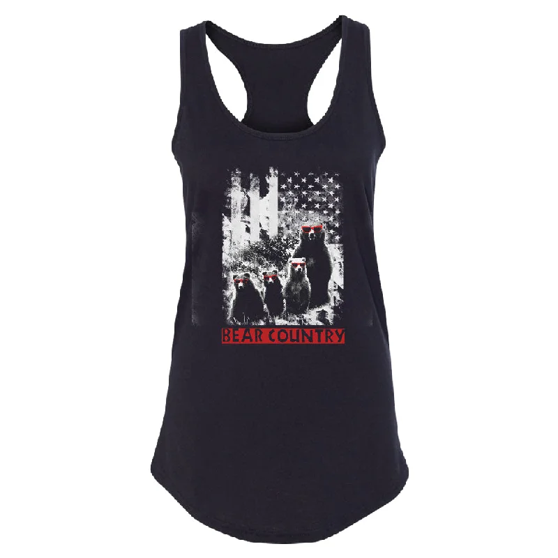 Zexpa Apparel™ American Flag Bear Freedom Country Women's Racerback 4th of July Shirt Mesh Blend Leather Blend Suede Blend Zexpa Apparel™ American Flag Bear Freedom Country Women's Racerback 4th of July Shirt Mesh Blend Leather Blend Suede Blend