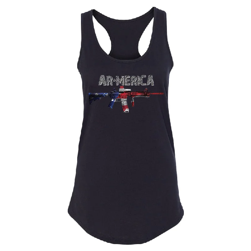 Zexpa Apparel™ AR-MERICA 2nd Amendment Keep & Bear Arms Women's Racerback Souvenir Shirt Ribbed T-Shirt High Neck Heavyweight Zexpa Apparel™ AR-MERICA 2nd Amendment Keep & Bear Arms Women's Racerback Souvenir Shirt Ribbed T-Shirt High Neck Heavyweight