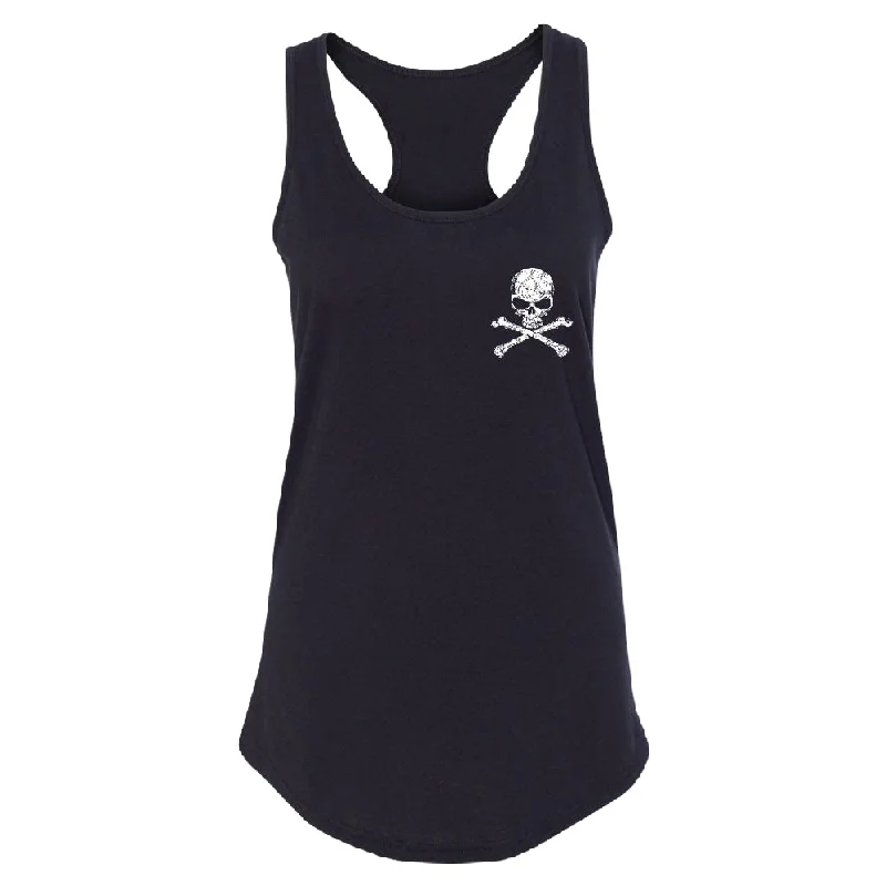 Zexpa Apparel™ Pocket Design - Skull and Crossbones Women's Racerback Souvenir Shirt Mesh Canvas Denim