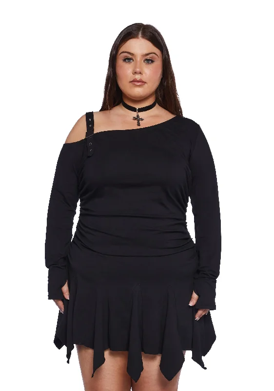 Plus Brooding Thoughts Mini Dress Comfortable Polka Dot Mini Dress