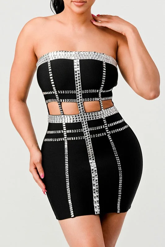Blue Zone Planet |  Athina's Holiday Connect The Beads Tube Bandage Mini Dress Cozy Knitted Mini Dress