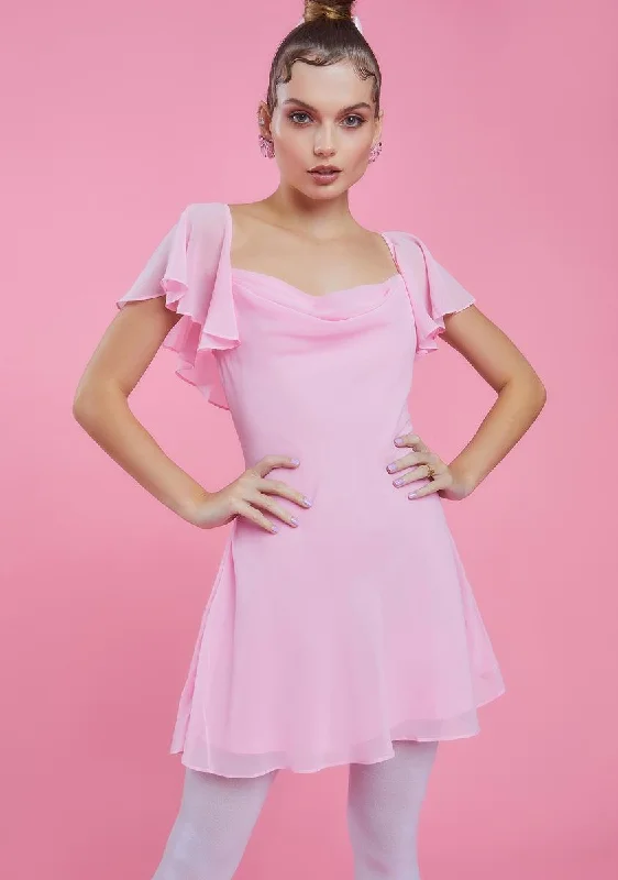 Ballet Bombshell Chiffon Mini Dress Classic Shift Mini Dress
