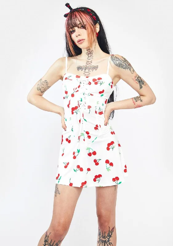 Bliss Sweet Serenity Cherry Mini Dress Trendy Mesh Mini Dress
