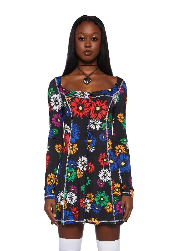 Botanic Bliss Mini Dress Stylish Puff Sleeve Mini Dress