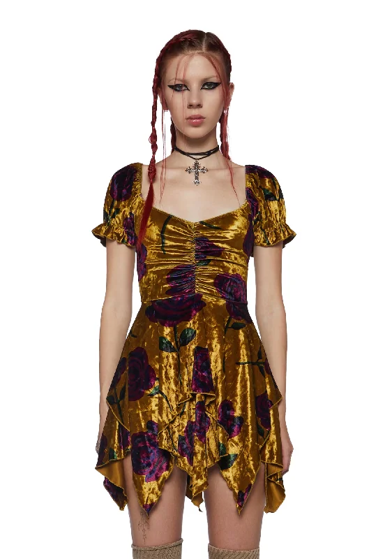 Chasin' Rainbows Mini Dress - Floral Velvet Comfortable Smocked Mini Dress