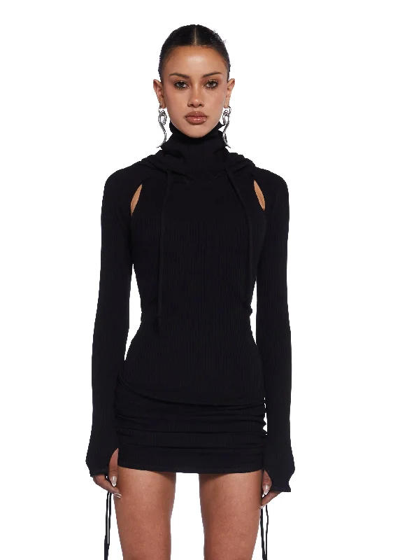 Compression Ruched Mini Dress Elegant Lace-Up Mini Dress