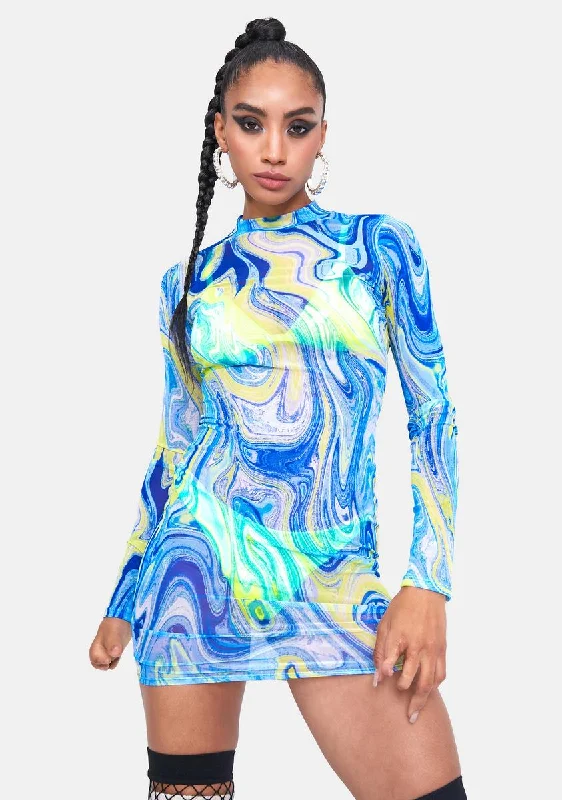Dance To This Sheer Mini Dress Trendy Button-Detail Mini Dress