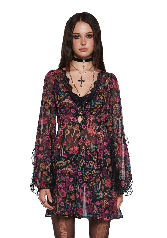 Daydreamer Floral Mini Dress Stylish Short Sleeve Mini Dress