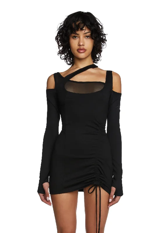 Drop A Name Long Sleeve Mini Dress Fashionable Lace Mini Dress