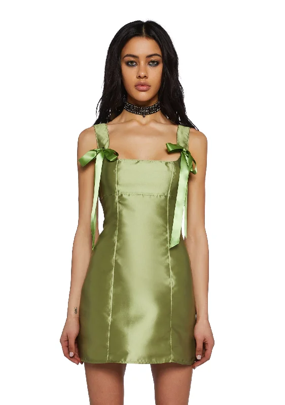 Pixie Stardust Mini Dress-Green Elegant Mini Dress with Ruffles