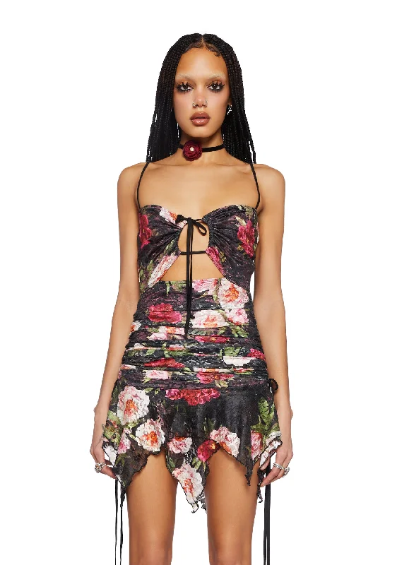 Heartfelt Horizon Mini Dress - Floral Fashionable Polka Dot Mini Dress