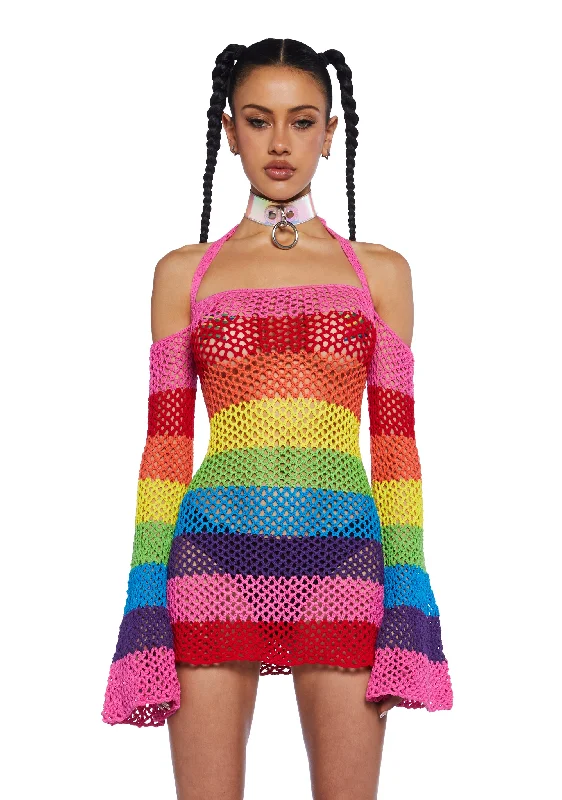 Funday Vibes Crochet Mini Dress Fashionable Button-Front Mini Dress