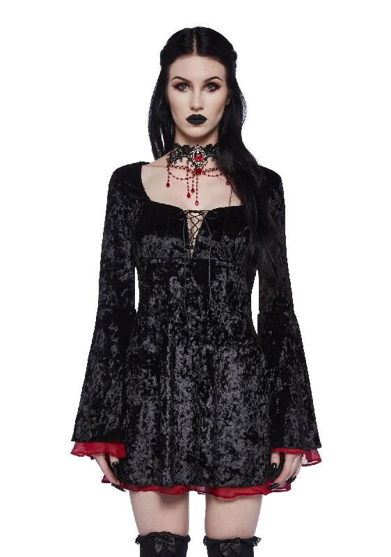 Gothic Beauty Velvet Mini Dress Classic White Mini Dress