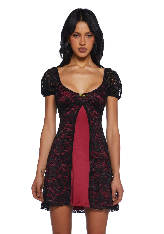 Hexes Before Homework Mini Dress Stylish Puff Sleeve Mini Dress