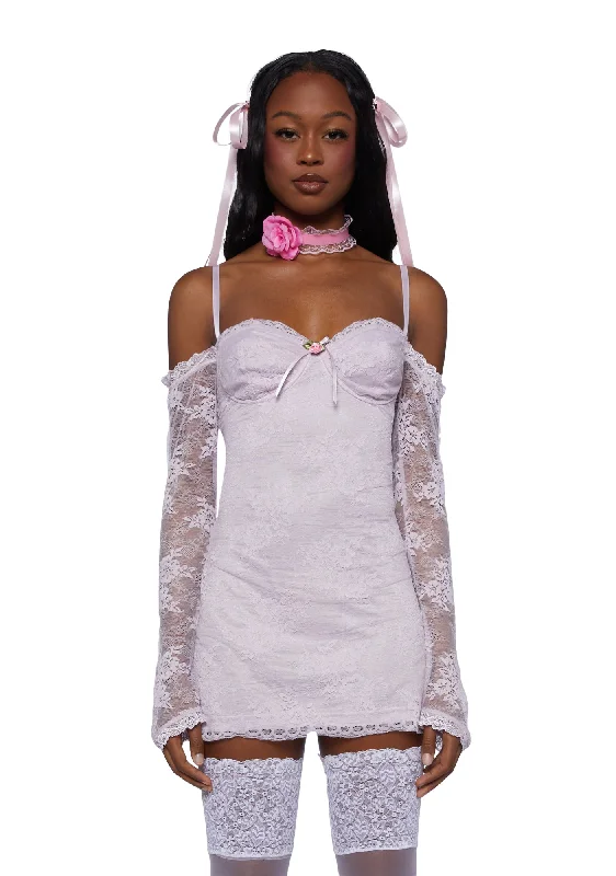 Lovely Dream Mini Dress - Light Purple Cozy Knit Mini Dress