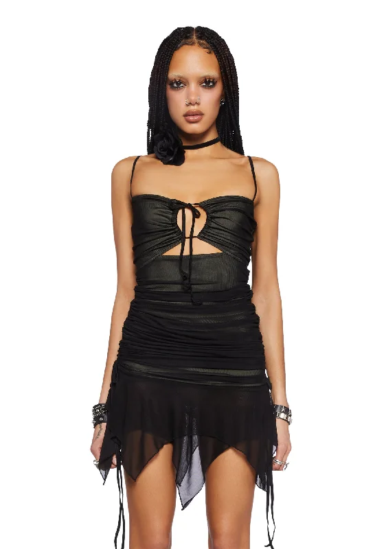 Heartfelt Horizon Mini Dress - Black Cozy Knitted Mini Dress