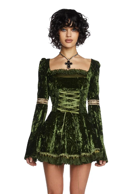 Myths N' Legends Mini Dress - Green Cozy Jersey Mini Dress