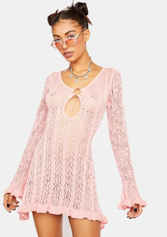 Pink Flirtini Mini Dress Fashionable Pleated Mini Dress