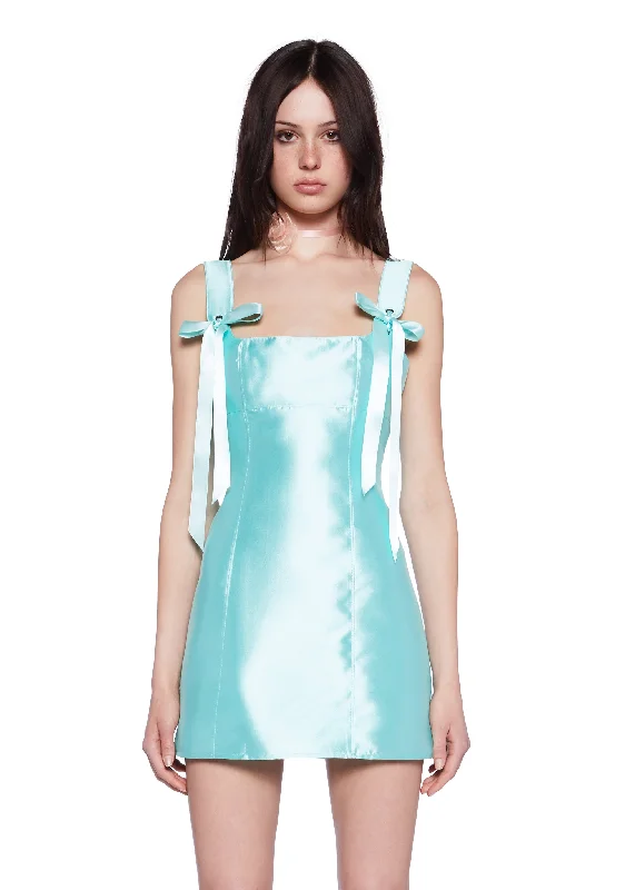 Pixie Stardust Mini Dress - Aqua Fashionable Boho-Chic Mini Dress