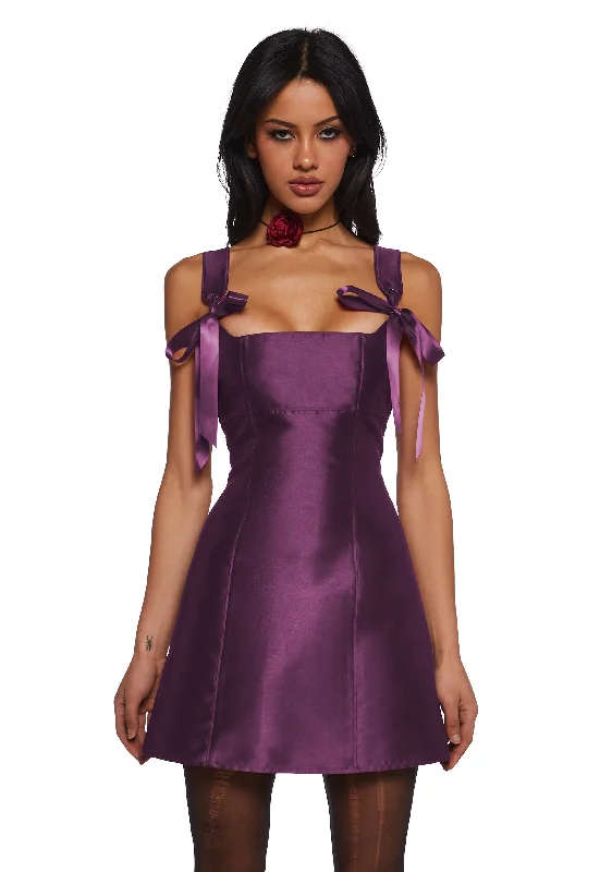 Pixie Stardust Mini Dress - Purple Elegant Floral-Print Mini Dress