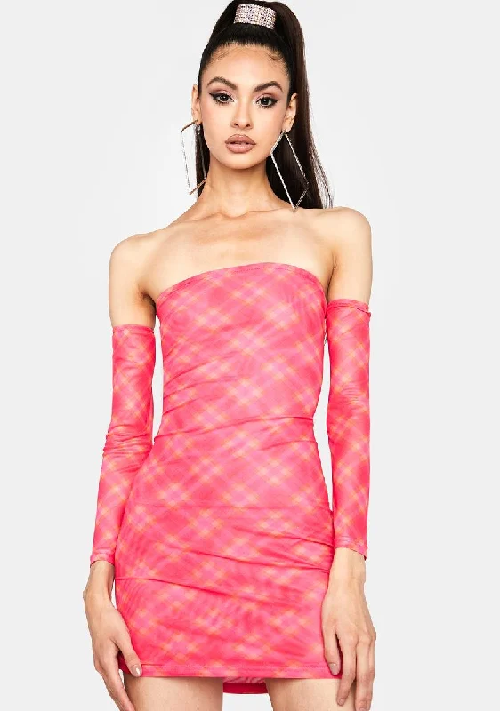 Prep Obsessed Plaid Mini Dress Comfortable Linen Mini Dress