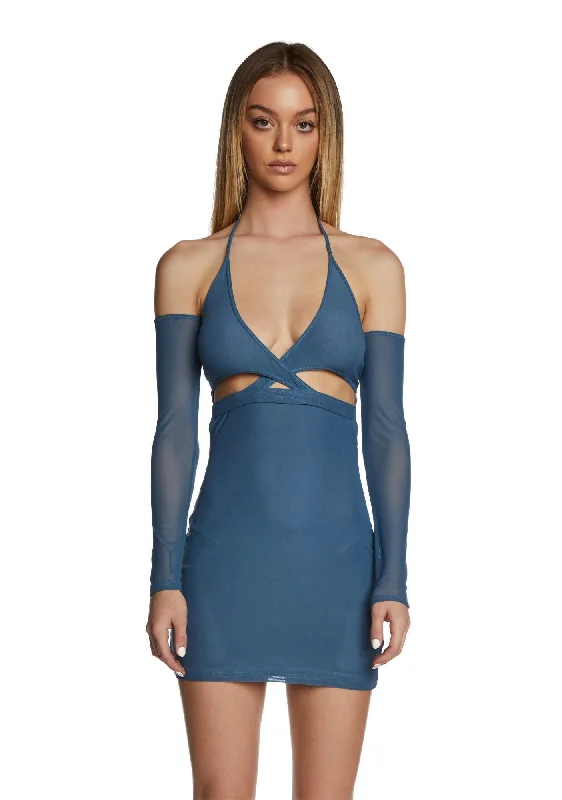 Slate I'm A Catch Cutout Mini Dress Fashionable A-Line Mini Dress