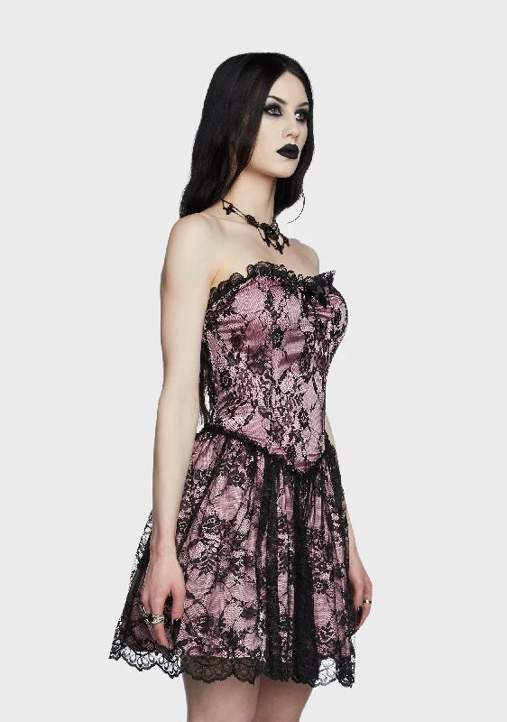 Take Caution Lace Mini Dress - Mauve Fashionable Mini Dress with Pockets