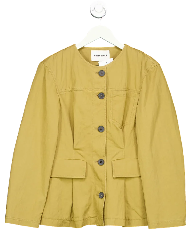 Bimba Y Lola Beige Top And Bottom Buttoned Up Jacket UK S Welt Pockets Slit Pockets Flap Pockets Bimba Y Lola Beige Top And Bottom Buttoned Up Jacket UK S Welt Pockets Slit Pockets Flap Pockets