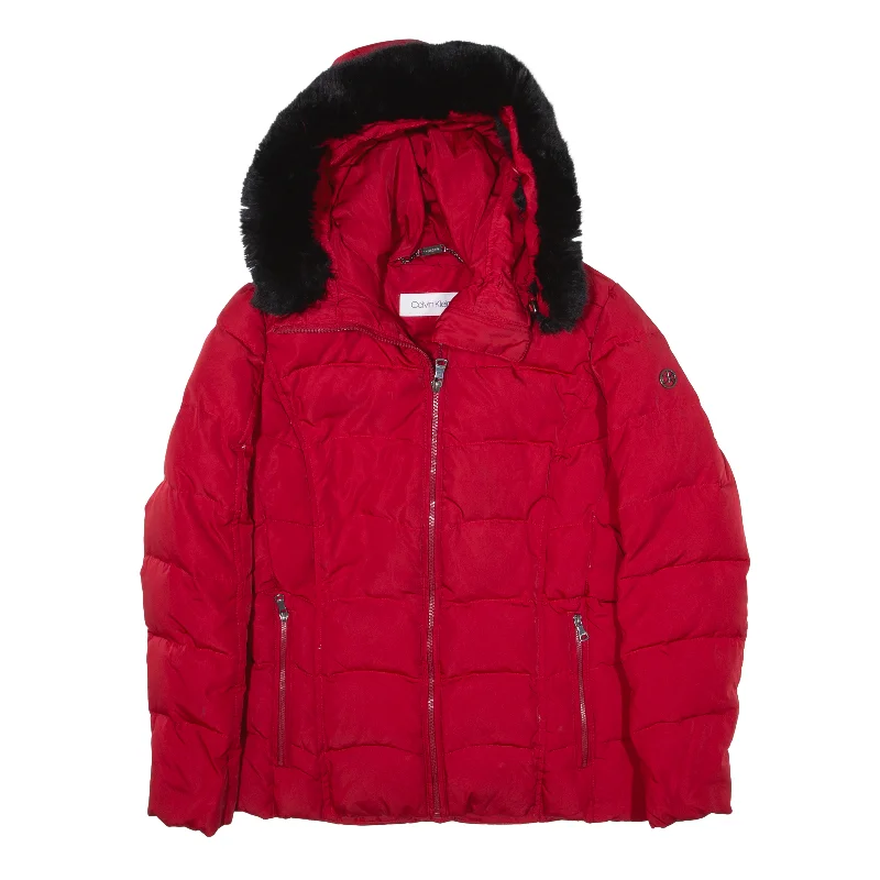 CALVIN KLEIN Insulated Puffer Jacket Red Womens S Cotton Jacket Linen Jacket Terry Jacket CALVIN KLEIN Insulated Puffer Jacket Red Womens S Cotton Jacket Linen Jacket Terry Jacket