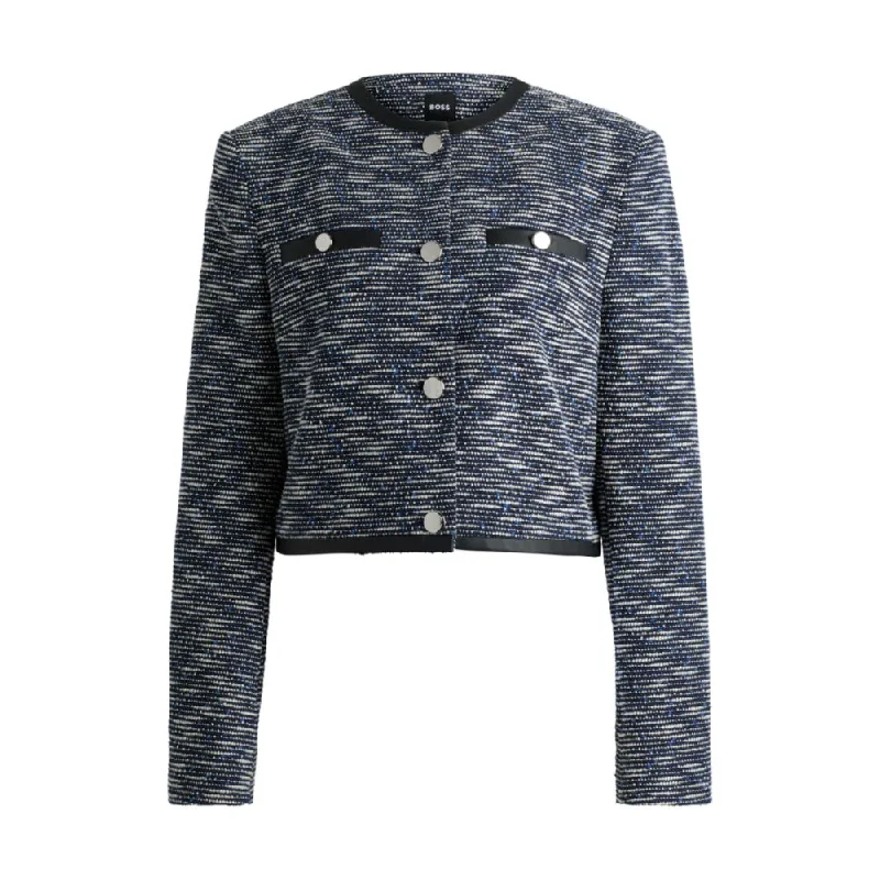 Cropped jacket in cotton tweed Striped Jacket Polka Dot Jacket Floral Jacket