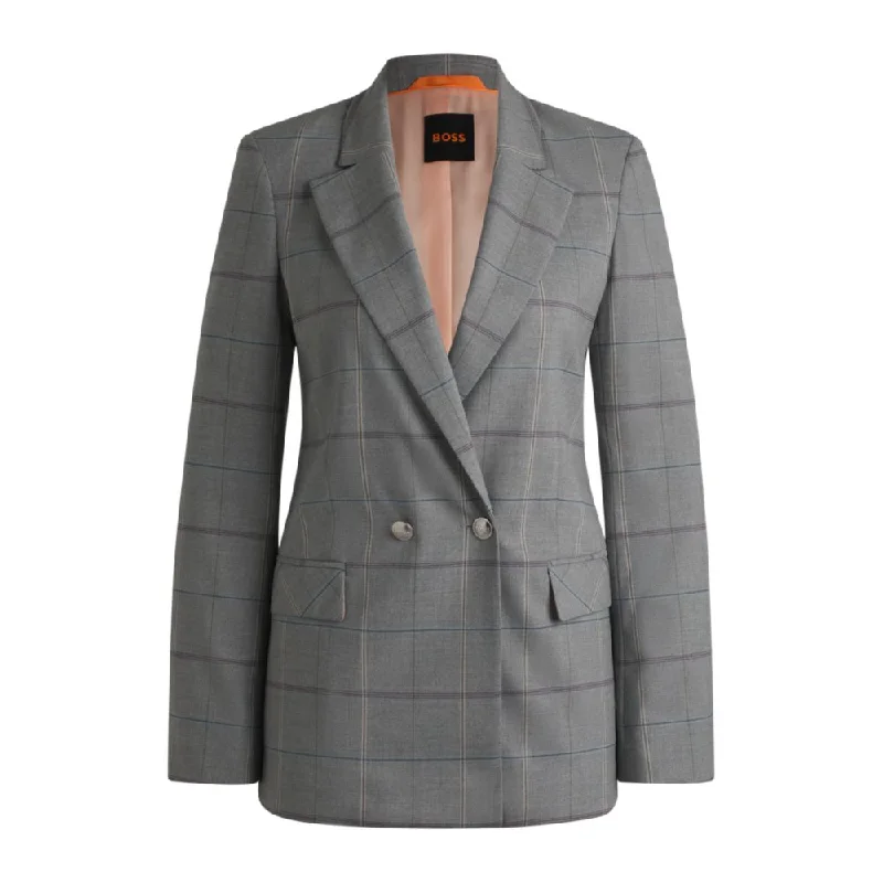 Double-breasted jacket in checked stretch fabric Rayon Fabric Velvet Fabric Corduroy Fabric Double-breasted jacket in checked stretch fabric Rayon Fabric Velvet Fabric Corduroy Fabric
