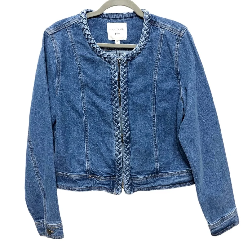 Jacket Denim By Habitual In Blue Denim, Size: L Collared Jacket Crew Neck Jacket Turtle Neck Jacket Jacket Denim By Habitual In Blue Denim, Size: L Collared Jacket Crew Neck Jacket Turtle Neck Jacket