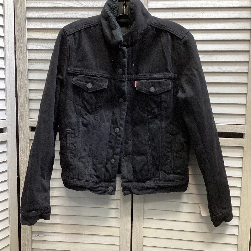 Jacket Denim By Levis In Black Denim, Size: M Rayon Fabric Velvet Fabric Corduroy Fabric Jacket Denim By Levis In Black Denim, Size: M Rayon Fabric Velvet Fabric Corduroy Fabric
