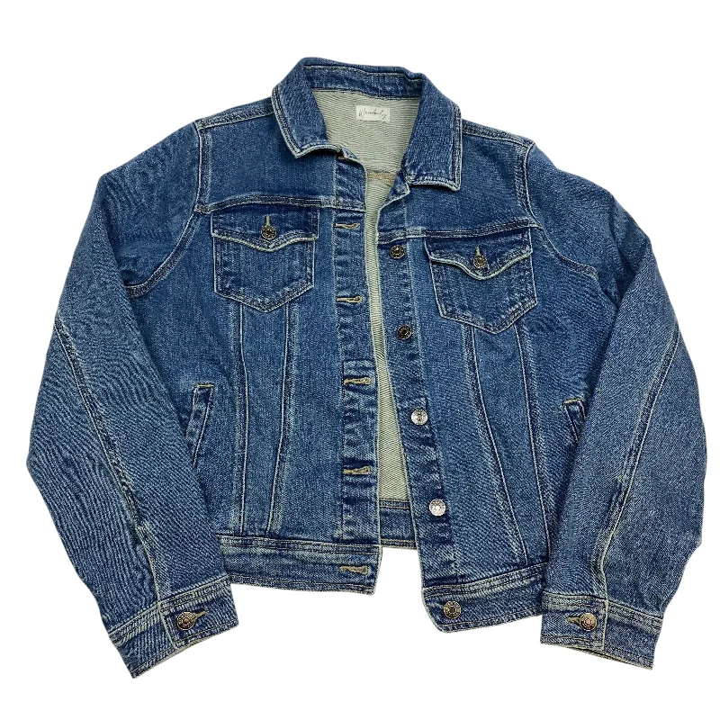Jacket Denim By Wonderly In Blue Denim, Size: Xl Notch Collar Peter Pan Collar Cowl Neck Jacket Denim By Wonderly In Blue Denim, Size: Xl Notch Collar Peter Pan Collar Cowl Neck