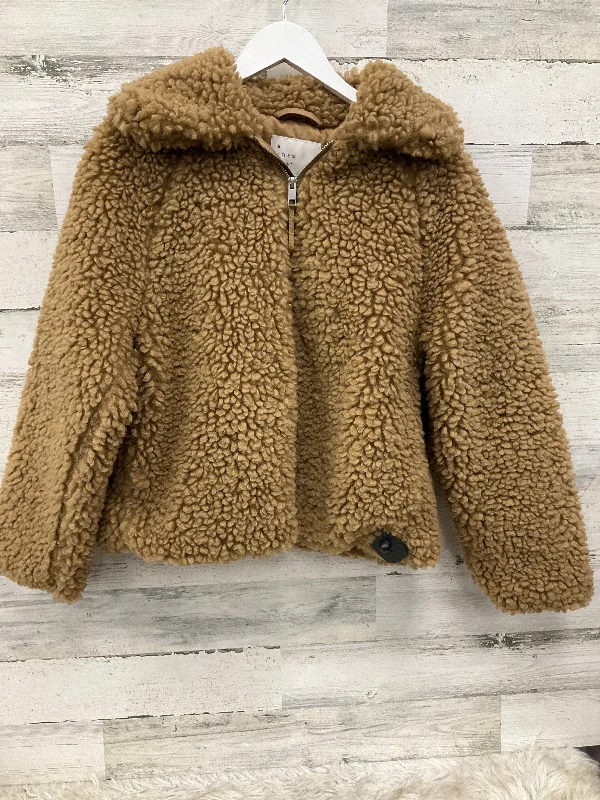 Jacket Faux Fur & Sherpa By A New Day In Tan, Size: S Zip Front Button Front Snap Front Jacket Faux Fur & Sherpa By A New Day In Tan, Size: S Zip Front Button Front Snap Front