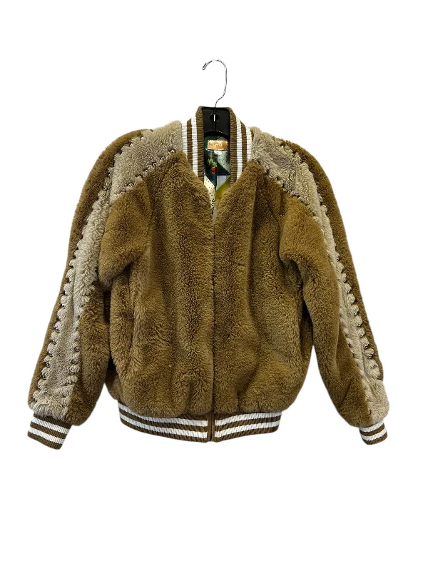 Jacket Faux Fur & Sherpa By Mother In Tan, Size: Xs Zippered Front Buttoned Front Snap Front Jacket Faux Fur & Sherpa By Mother In Tan, Size: Xs Zippered Front Buttoned Front Snap Front