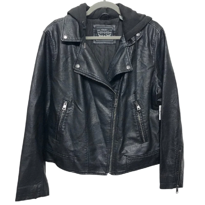 Jacket Moto By Levis In Black, Size: Xl Welt Pockets Slit Pockets Flap Pockets
